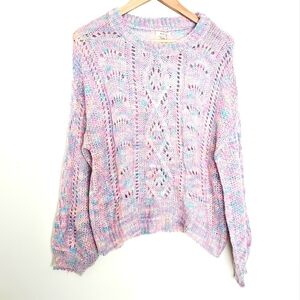 Debut Knitted Multicolor Loose Open Knit Lightweight Women's Sweater Size M/L